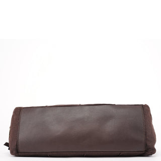 Celine Brown Canvas Leather Tote Bag