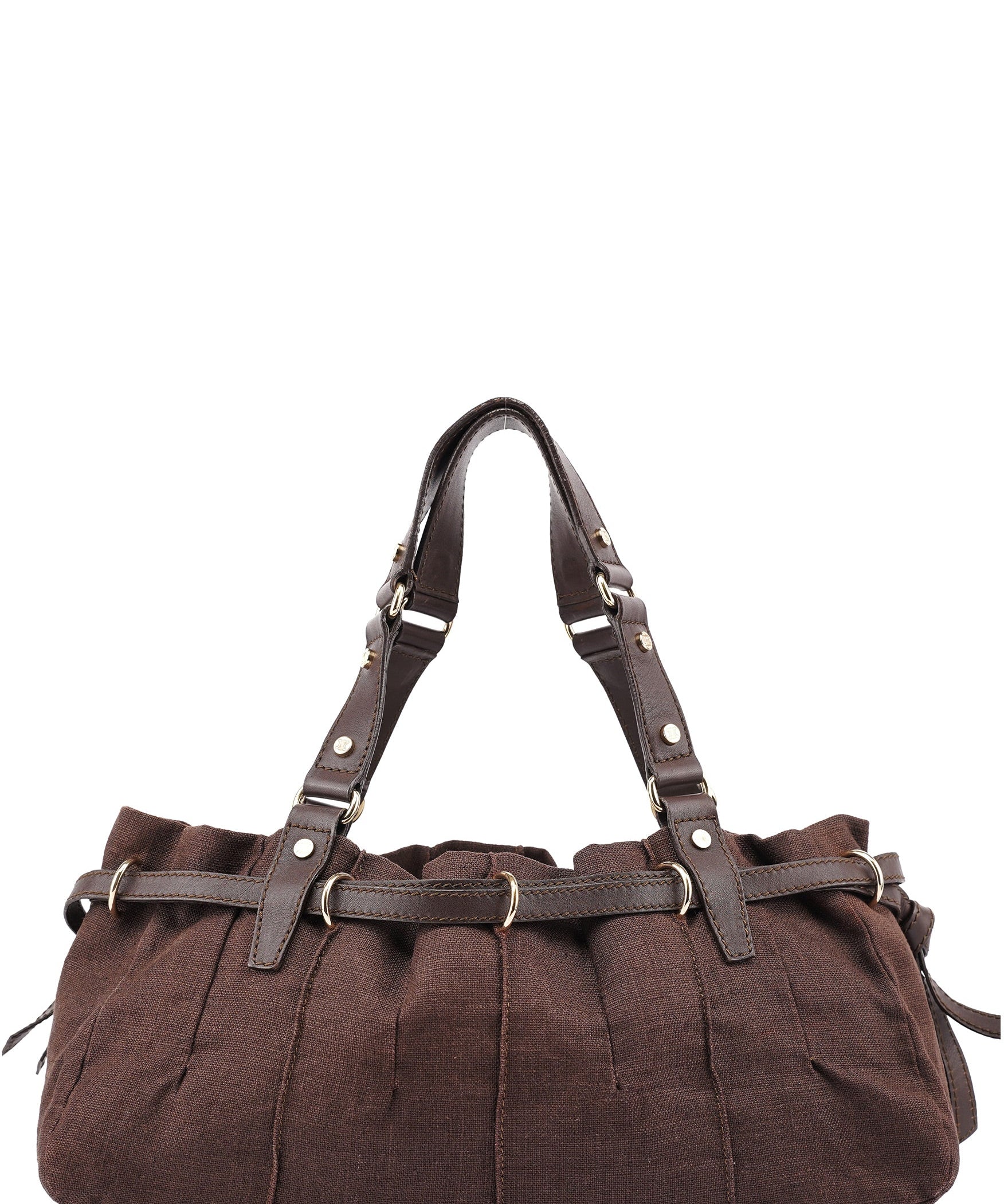 Celine Sac cabas en toile et cuir marron