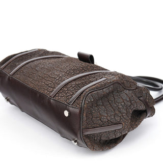 Celine Brown Crackled Leather Turnlock Tote Bag