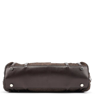 Celine Brown Crackled Leather Turnlock Tote Bag