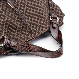 Celine Brown Croc Embossed Triomphe Shoulder Bag