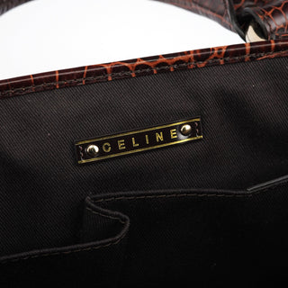 Celine Brown Embossed Suede Boogie Tote Bag