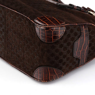 Celine Brown Embossed Suede Boogie Tote Bag