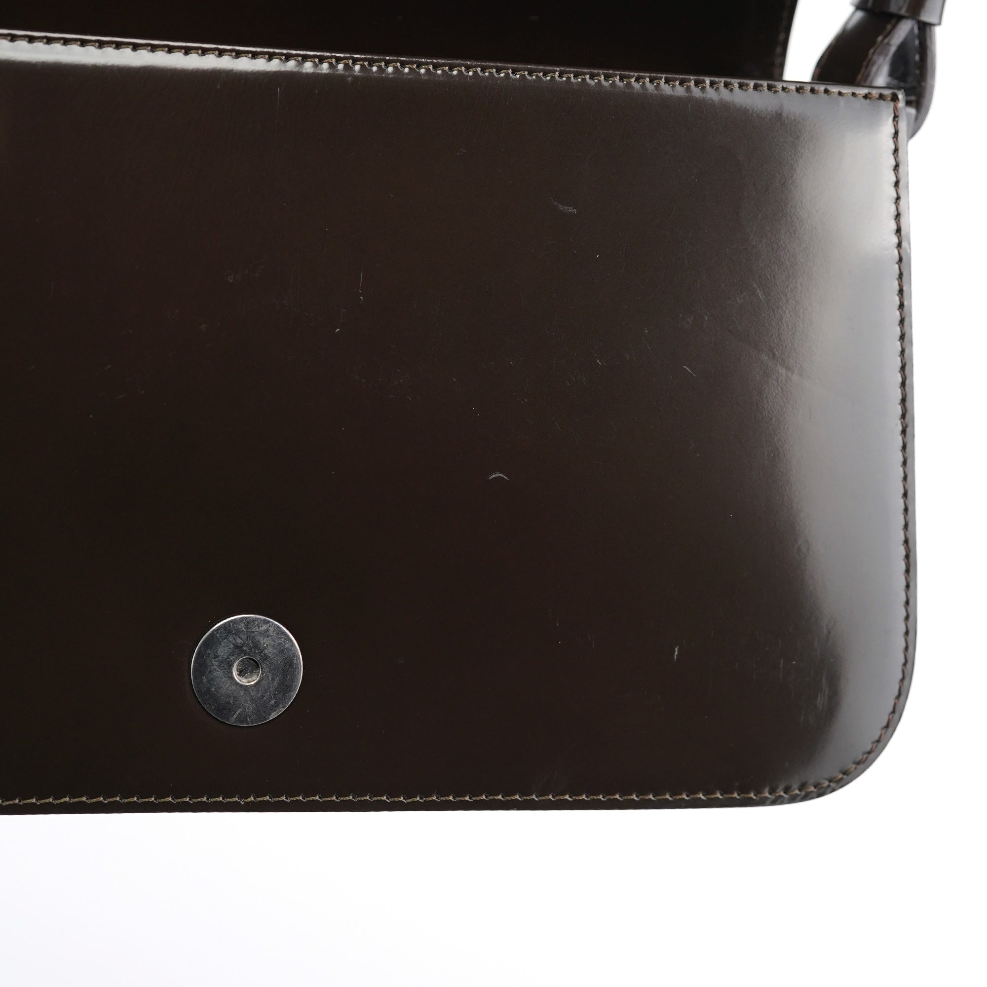 Celine Brown Fur Patent Leather Shoulder Bag
