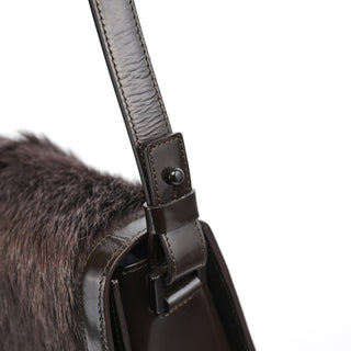 Celine Brown Fur Patent Leather Shoulder Bag