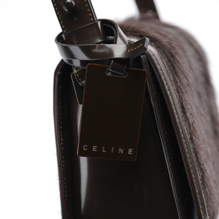 Celine Brown Fur Patent Leather Shoulder Bag