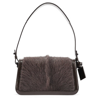 Celine Brown Fur Patent Leather Shoulder Bag