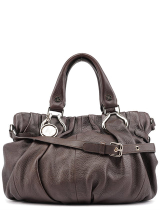 Celine Brown Leather 2-Way Tote Bag