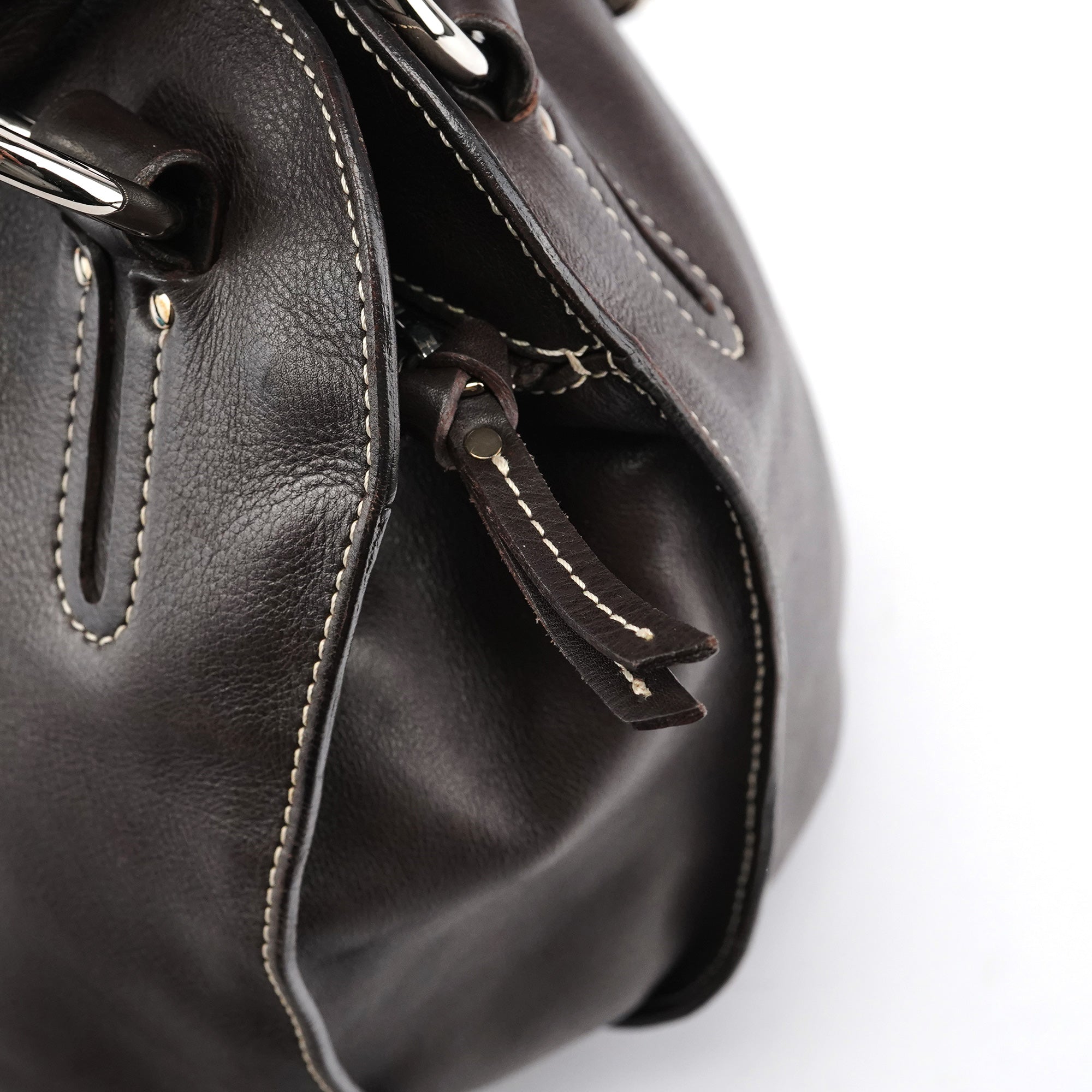 Celine Sac porté épaule Bittersweet en cuir marron