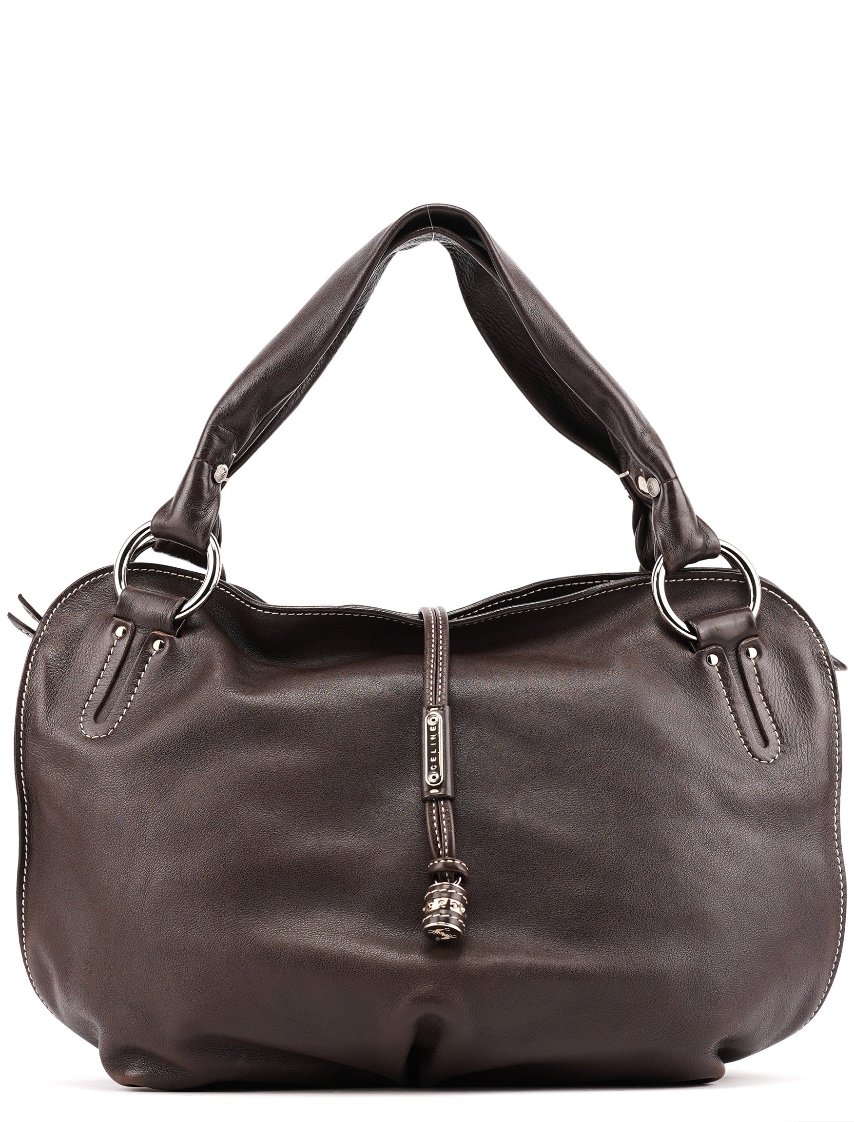 Celine Sac porté épaule Bittersweet en cuir marron