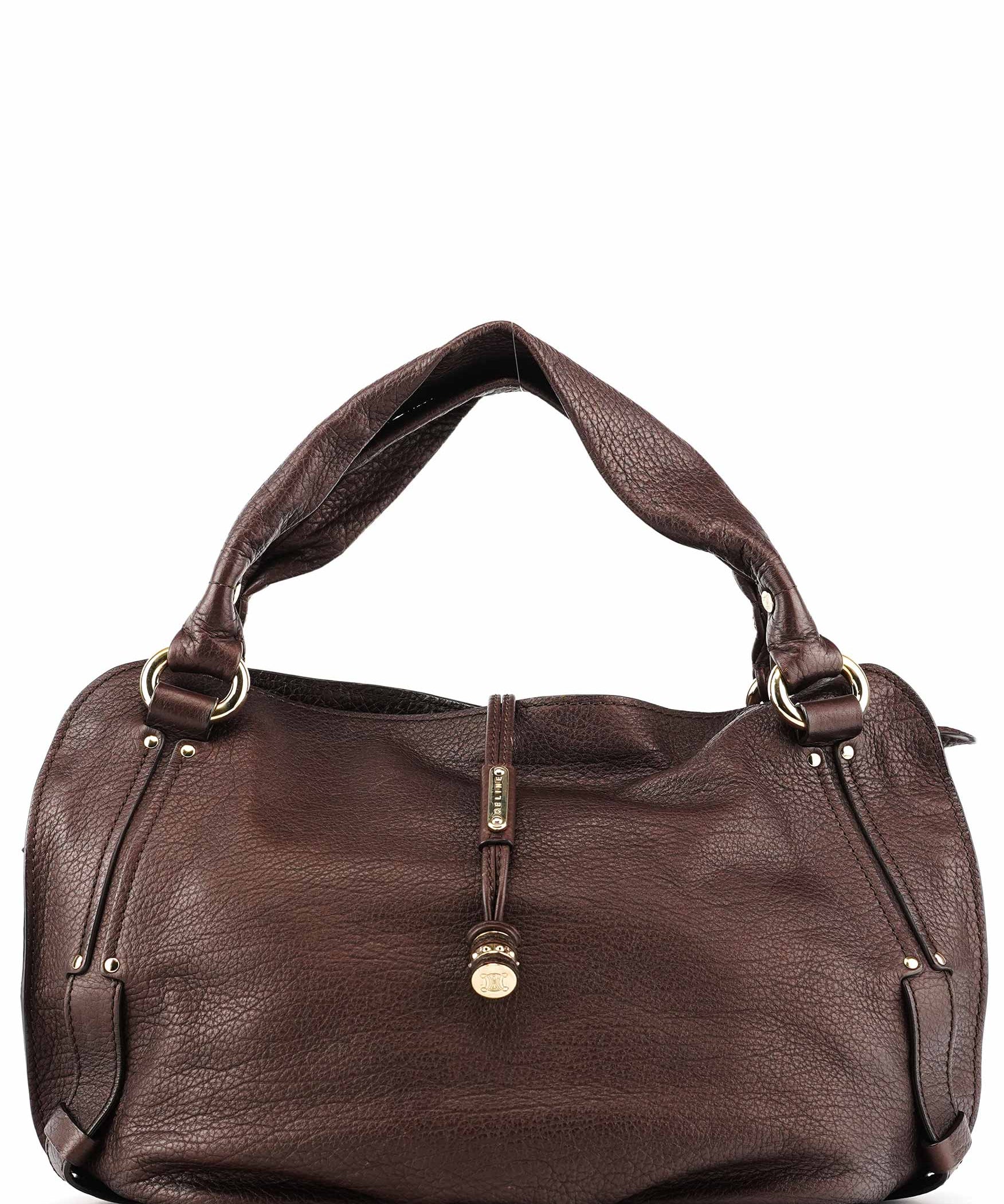 Celine Sac porté épaule Bittersweet en cuir marron
