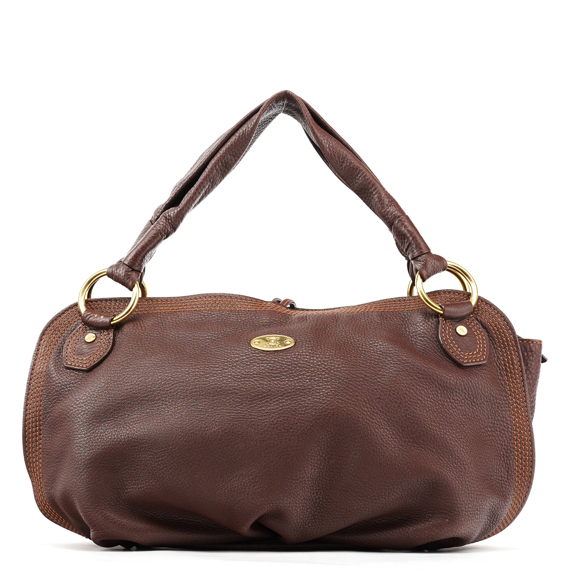Celine Sac porté épaule Bittersweet en cuir marron