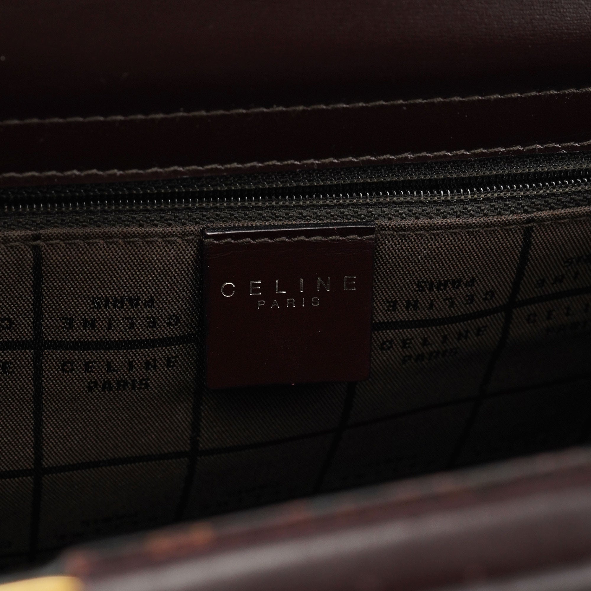 Celine Brown Leather Gold 2-Way Top Handle Bag