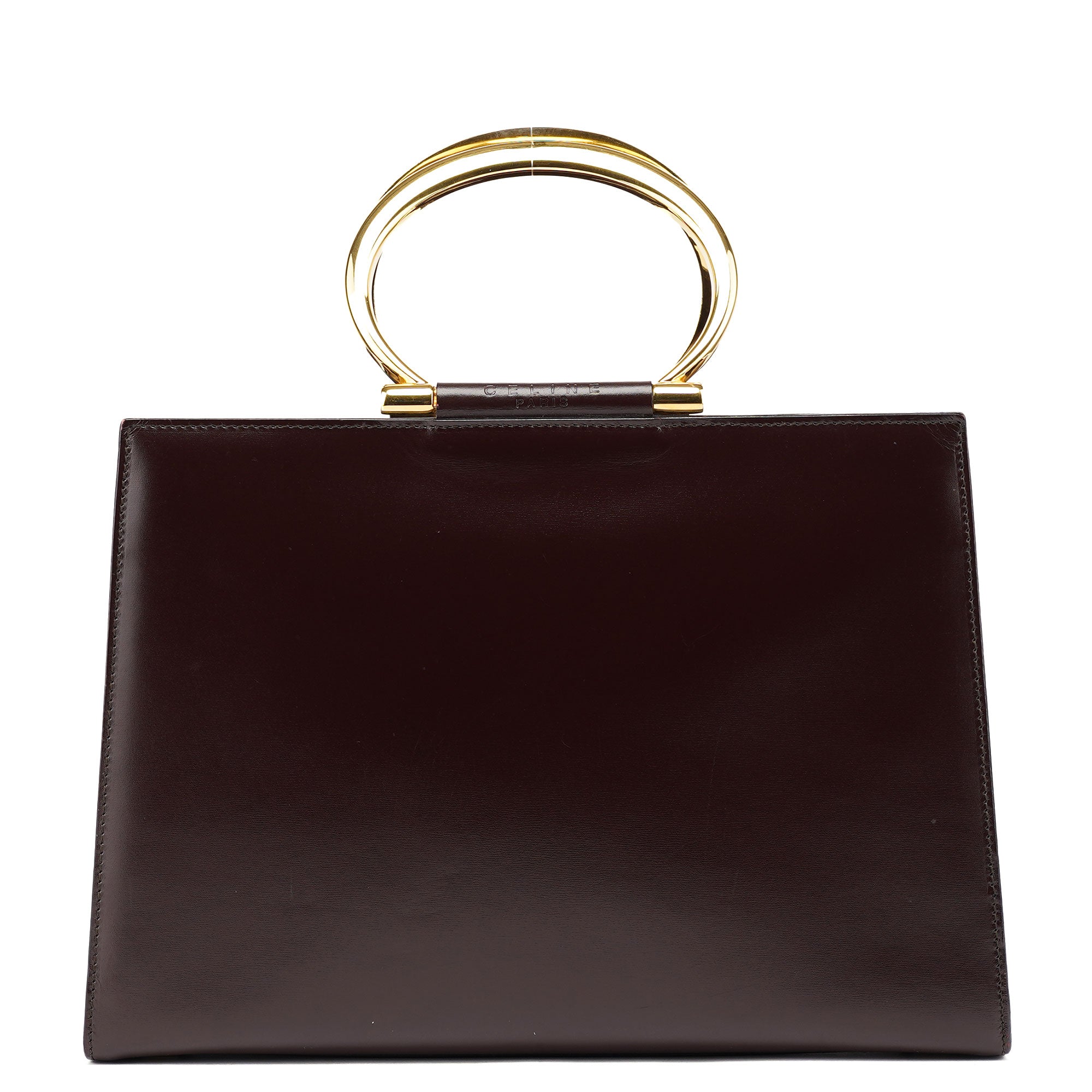 Celine Brown Leather Gold 2-Way Top Handle Bag
