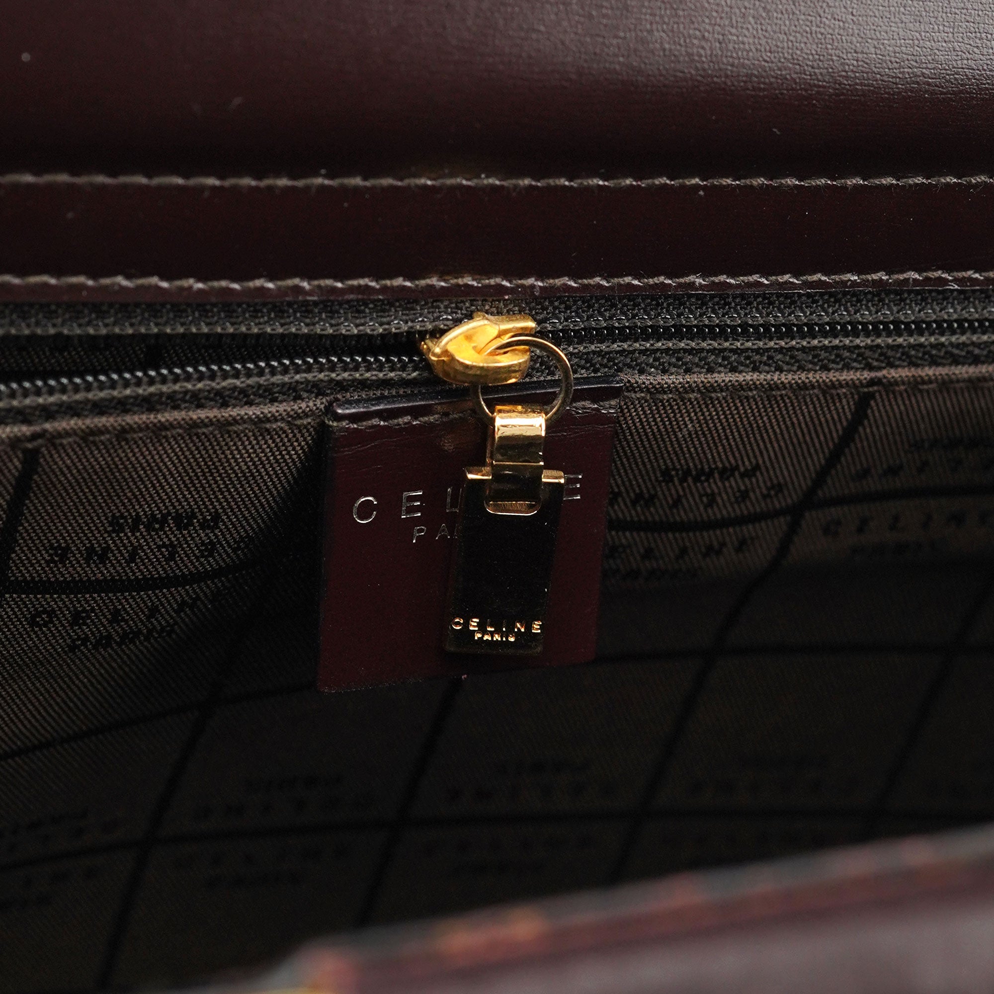 Celine Brown Leather Gold 2-Way Top Handle Bag