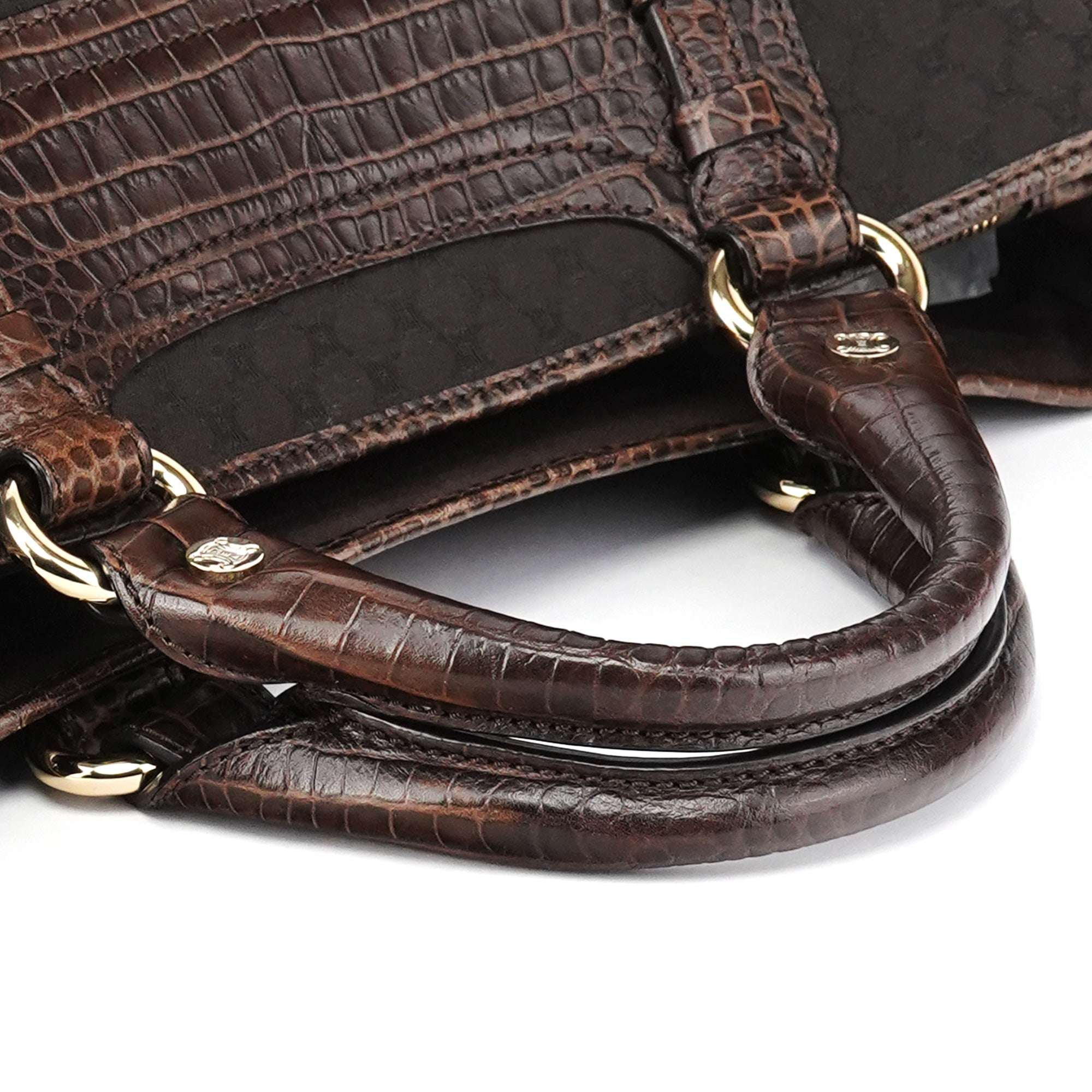 Celine Brown Leather Monogram Boogie Tote Bag