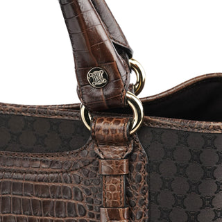 Celine Brown Leather Monogram Boogie Tote Bag