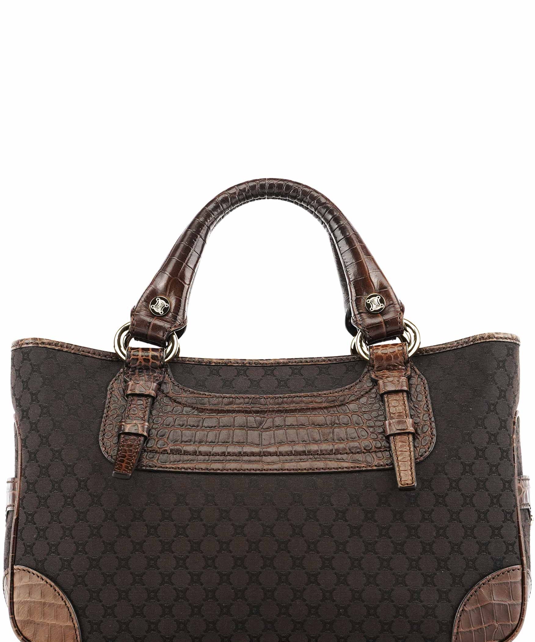 Celine Brown Leather Monogram Boogie Tote Bag