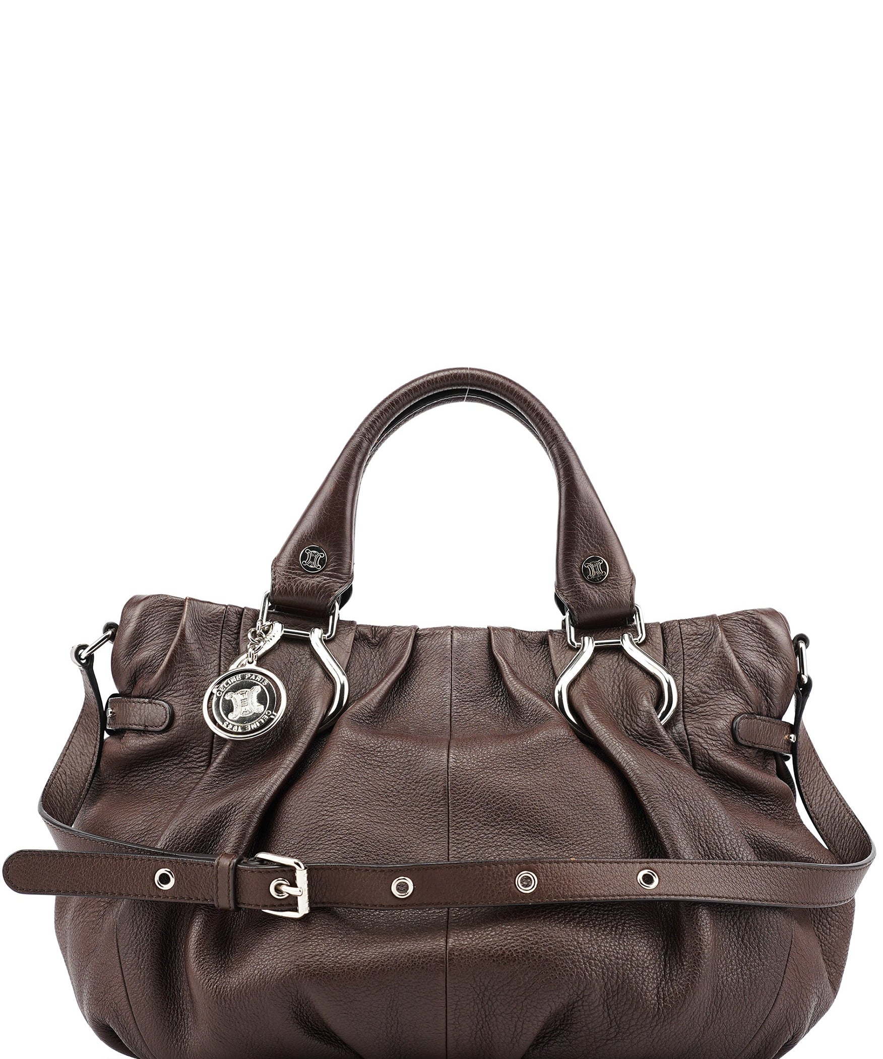 Celine Sac deux portés Pillow en cuir marron