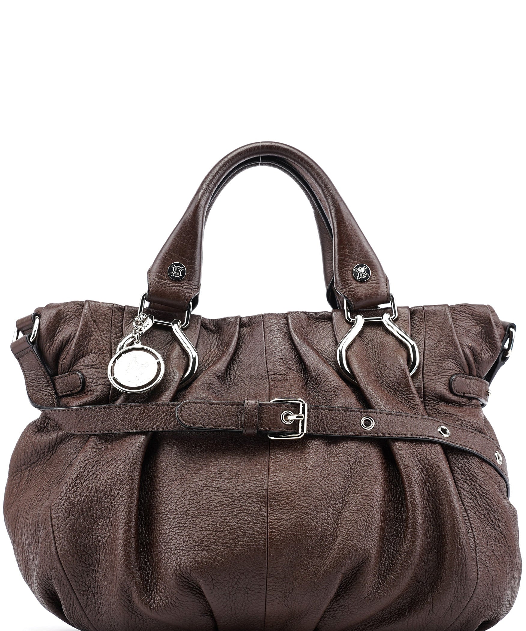 Celine Sac cabas deux portés Pillow en cuir marron