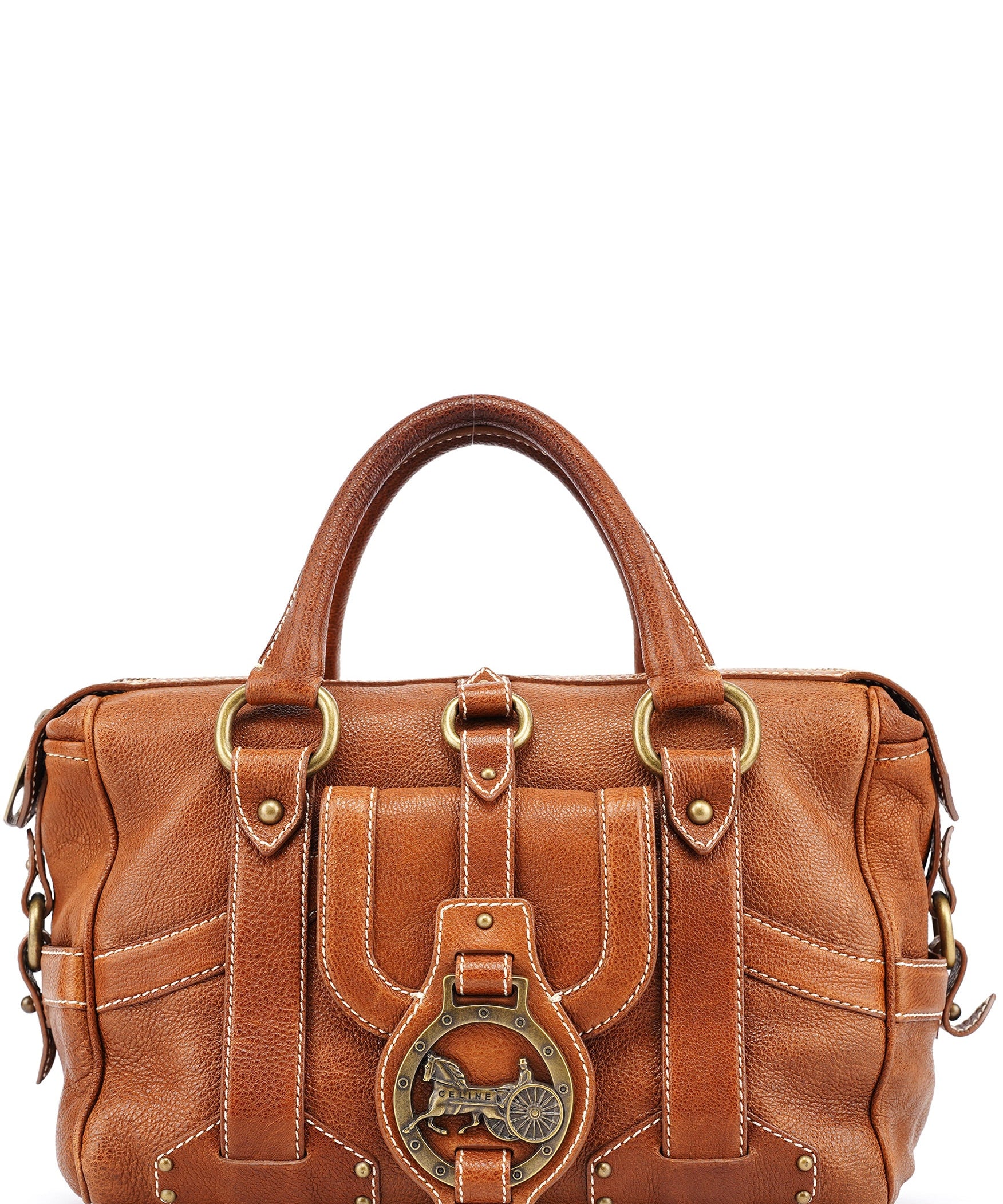 Celine Sac cabas Triomphe en cuir marron