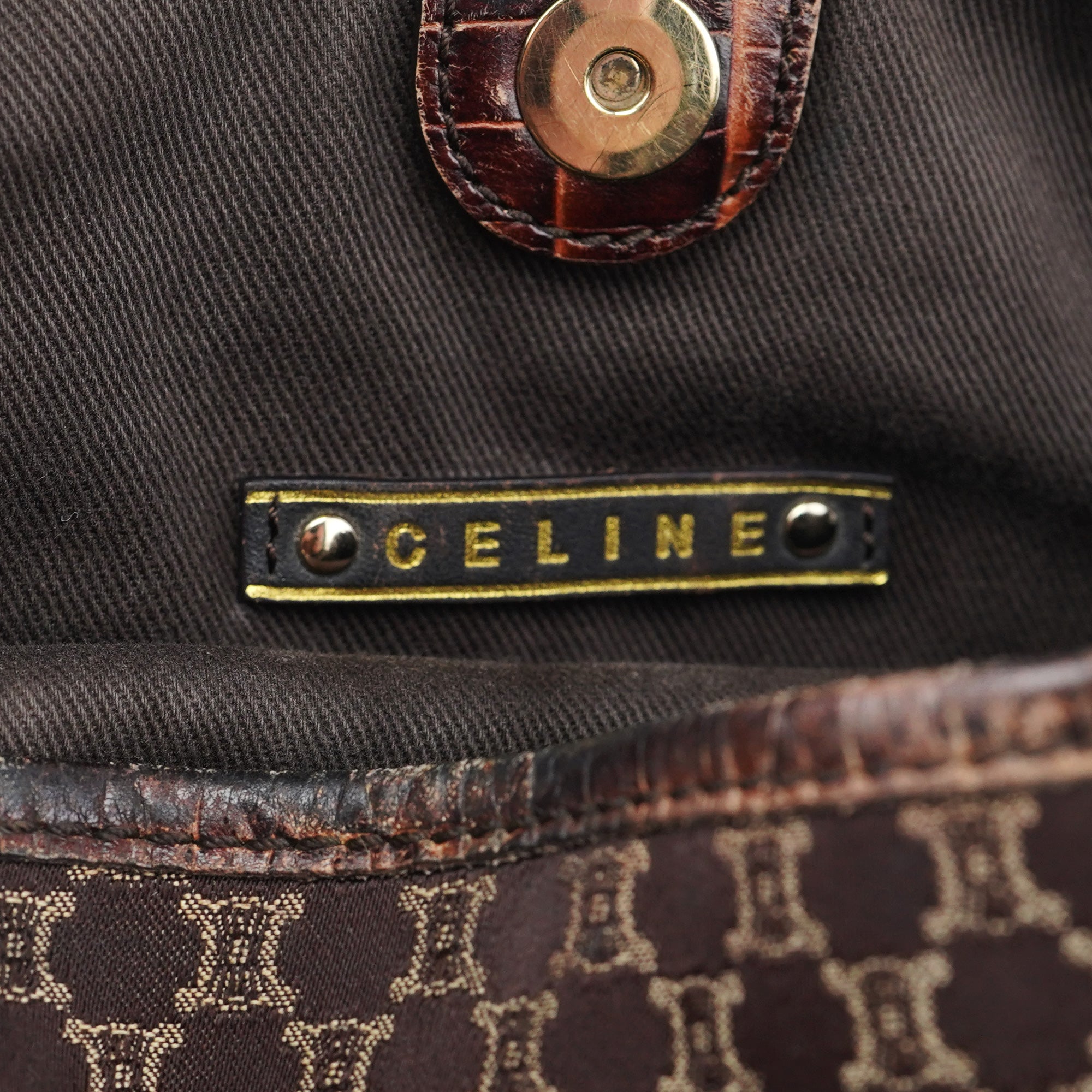 Celine Sac porté épaule Bittersweet en toile Macadam marron