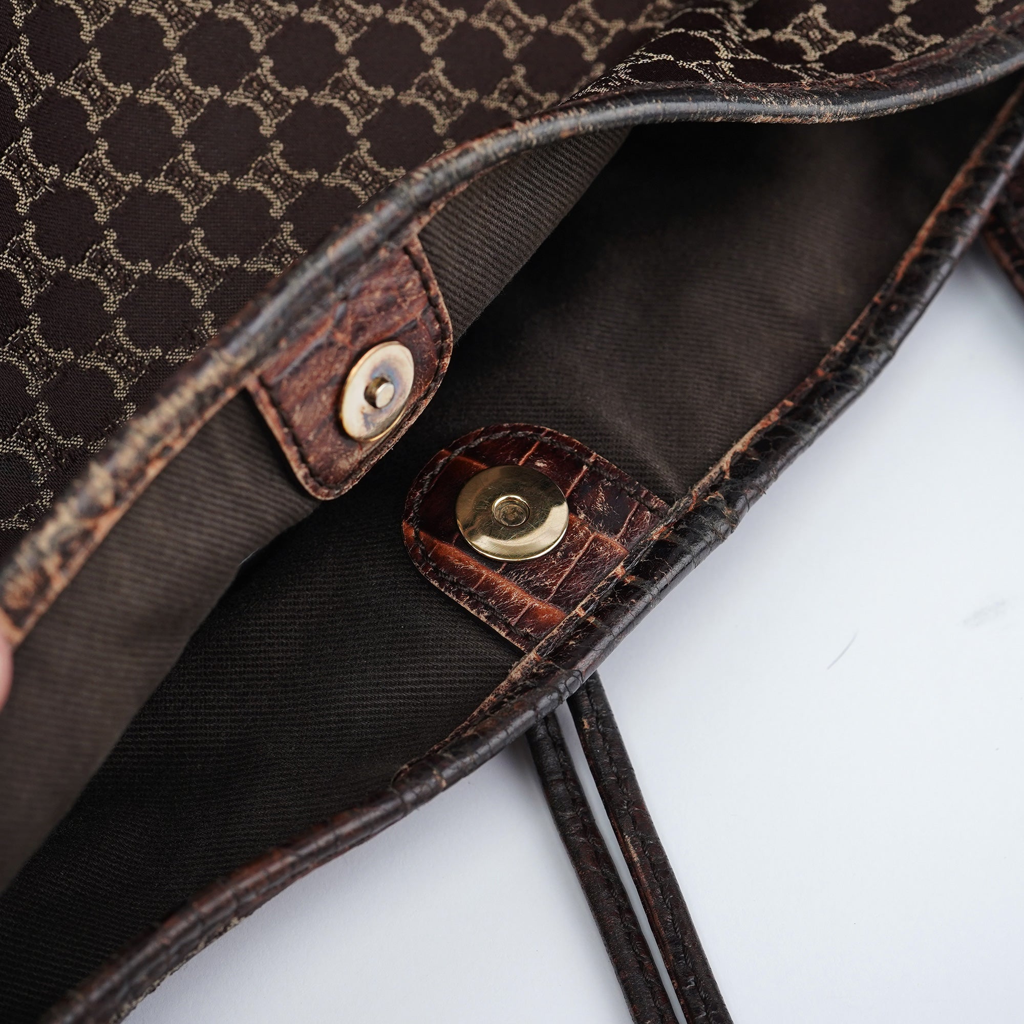 Celine Sac porté épaule Bittersweet en toile Macadam marron
