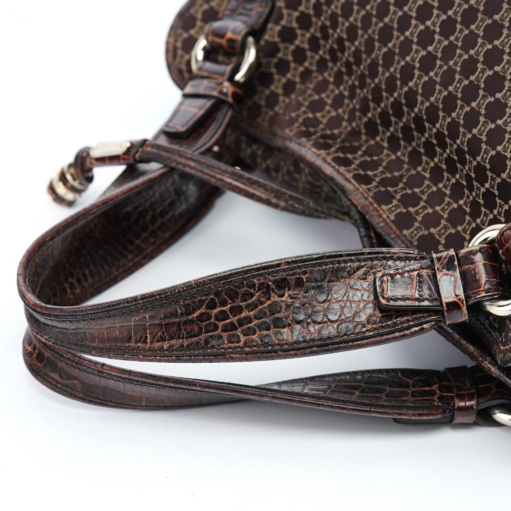 Celine Sac porté épaule Bittersweet en toile Macadam marron