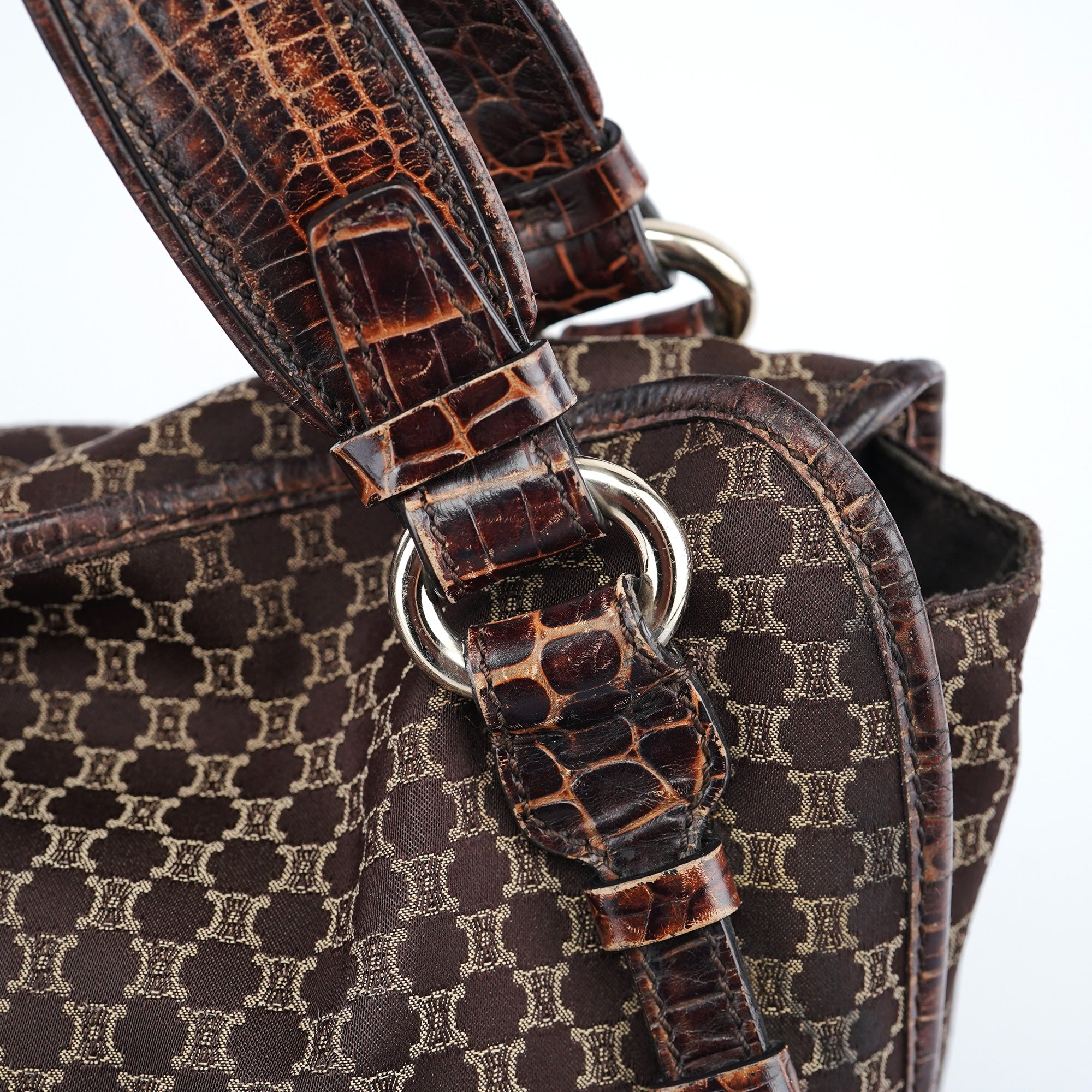 Celine Sac porté épaule Bittersweet en toile Macadam marron