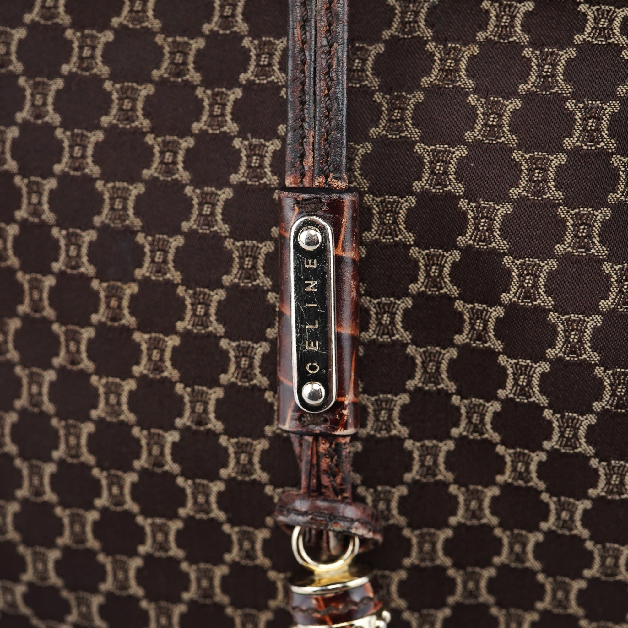 Celine Sac porté épaule Bittersweet en toile Macadam marron