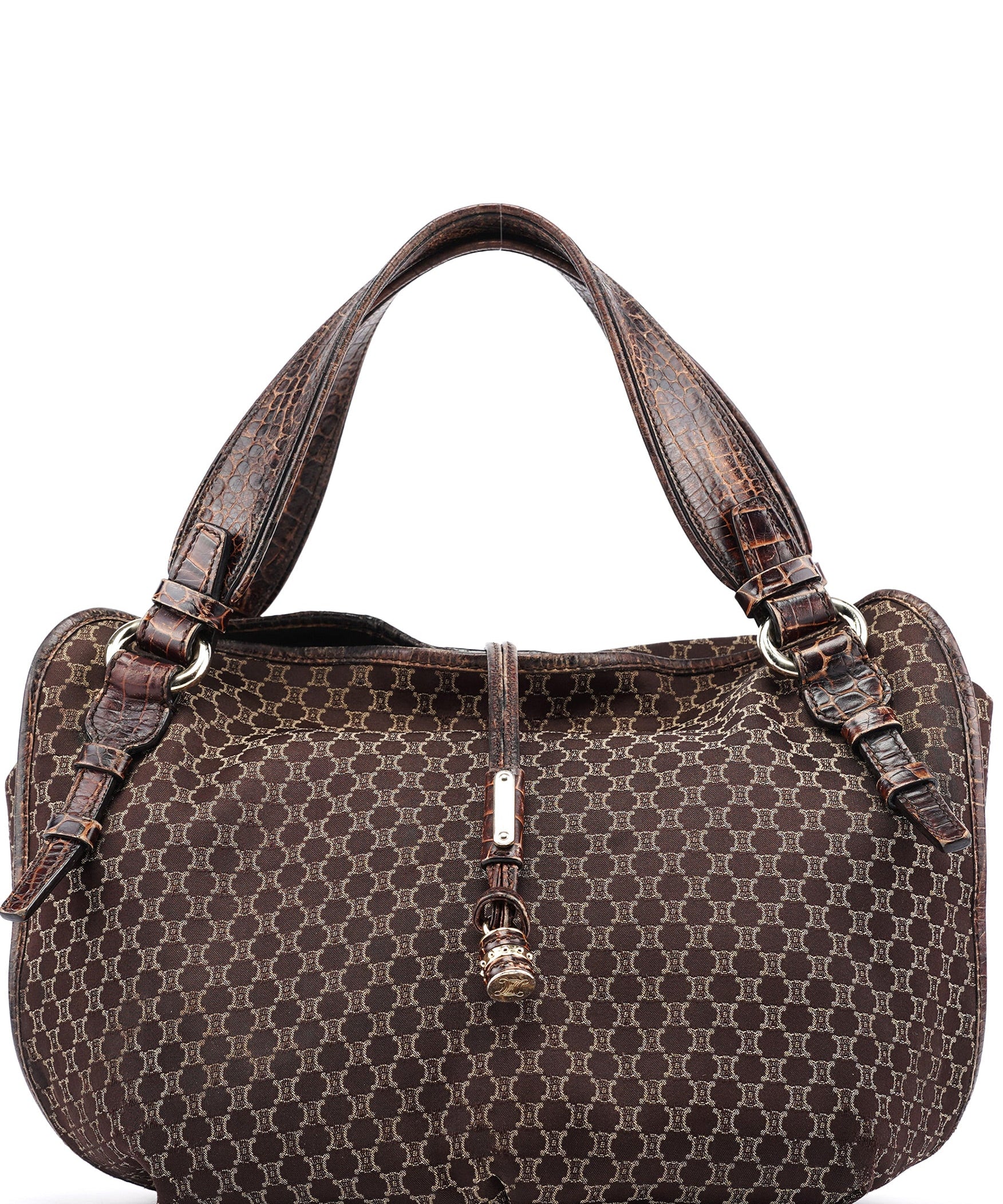 Celine Sac porté épaule Bittersweet en toile Macadam marron