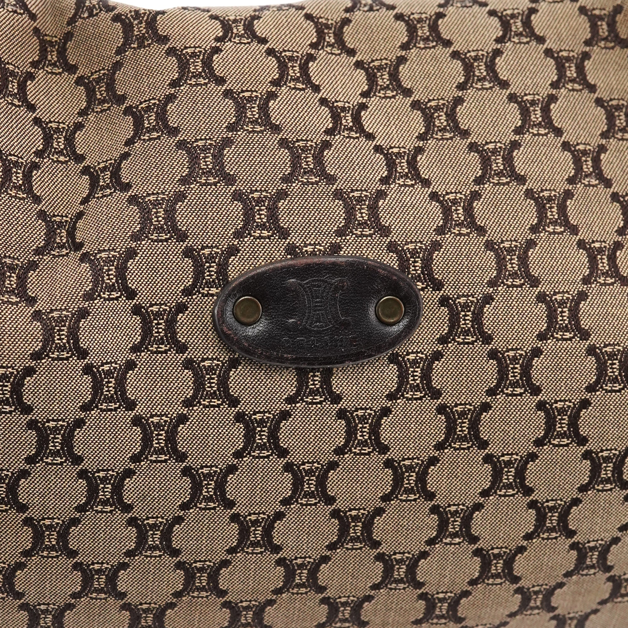 Celine Brown Macadam Canvas Leather Shoulder Bag