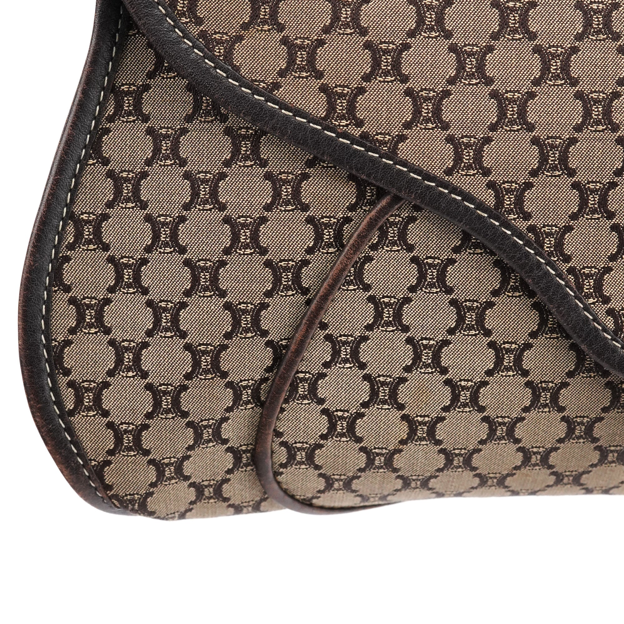 Celine Brown Macadam Canvas Leather Shoulder Bag