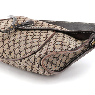 Celine Brown Macadam Canvas Leather Shoulder Bag