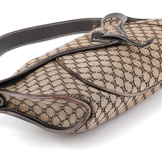 Celine Brown Macadam Canvas Leather Shoulder Bag