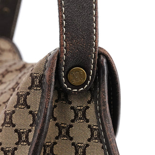 Celine Brown Macadam Canvas Leather Shoulder Bag