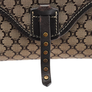 Celine Brown Macadam Canvas Leather Shoulder Bag