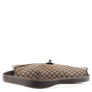 Celine Brown Macadam Canvas Leather Shoulder Bag