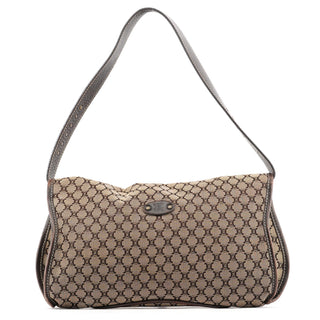 Celine Brown Macadam Canvas Leather Shoulder Bag