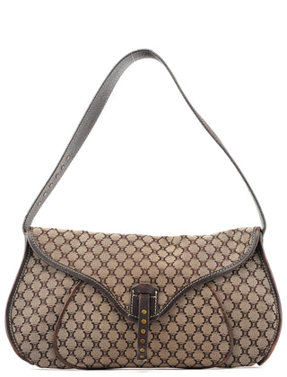 Celine Brown Macadam Canvas Leather Shoulder Bag