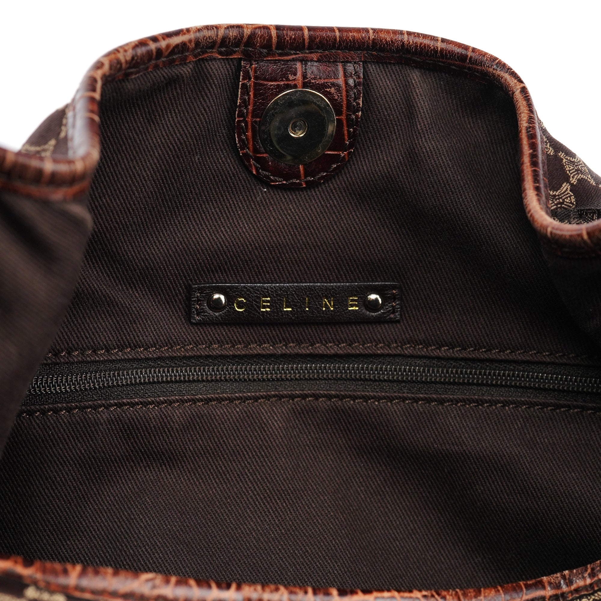 Celine Sac porté épaule Macadam en toile monogramme marron