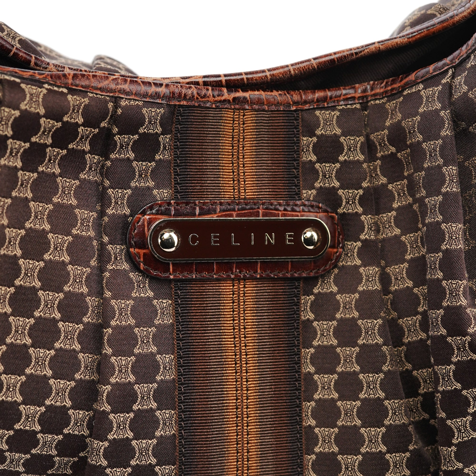 Celine Sac porté épaule Macadam en toile monogramme marron