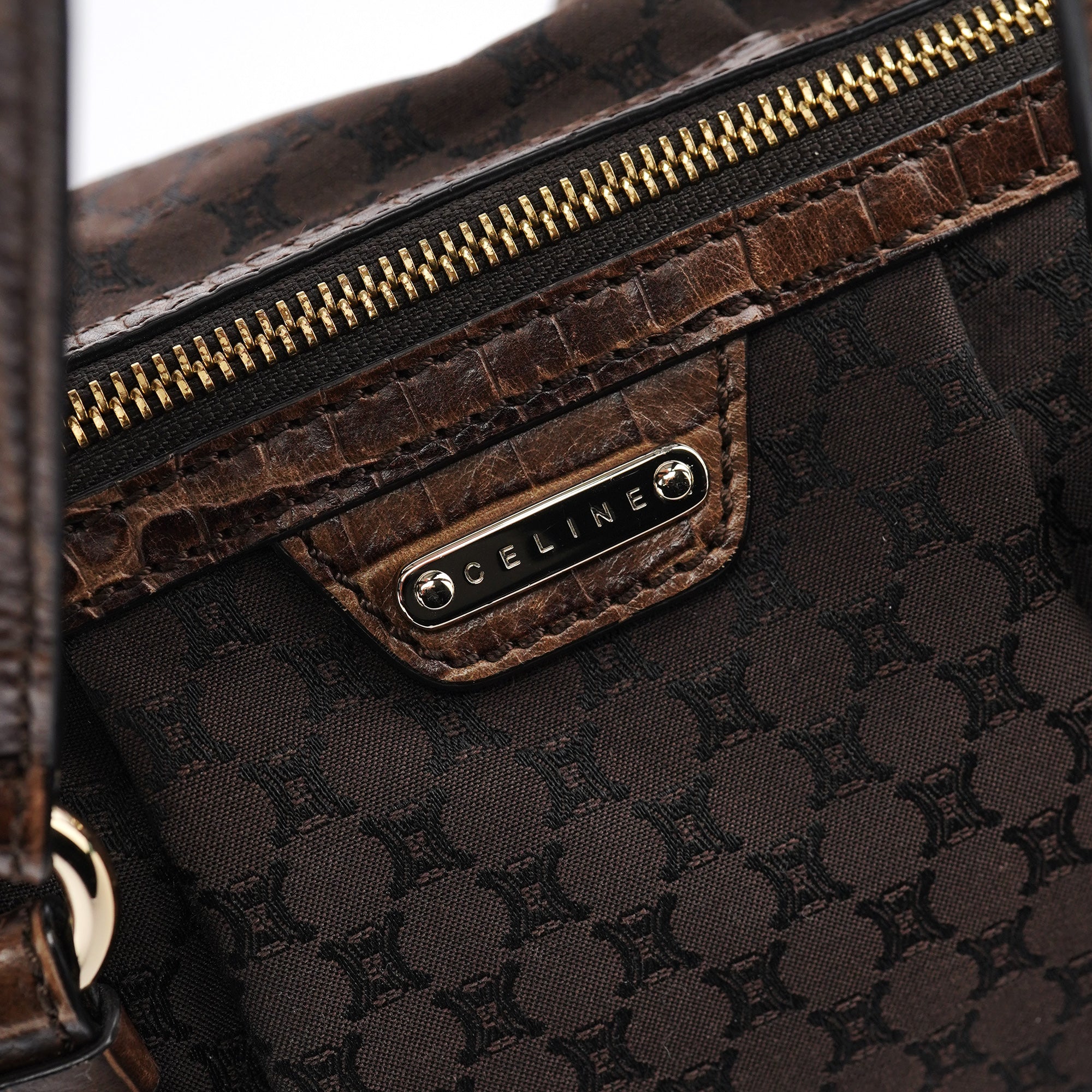 Celine Brown Macadam Monogram Tote Bag