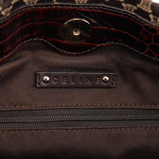 Celine Brown Monogram Croc Embossed 2-Way Bag