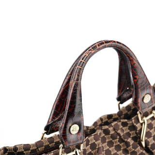 Celine Brown Monogram Croc Embossed 2-Way Bag