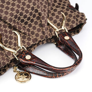 Celine Brown Monogram Croc Embossed 2-Way Bag