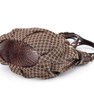 Celine Brown Monogram Croc Embossed 2-Way Bag