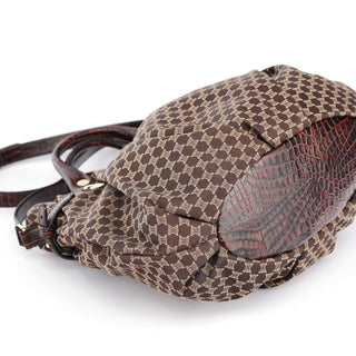 Celine Brown Monogram Croc Embossed 2-Way Bag