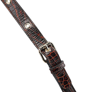 Celine Brown Monogram Croc Embossed 2-Way Bag