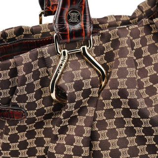 Celine Brown Monogram Croc Embossed 2-Way Bag